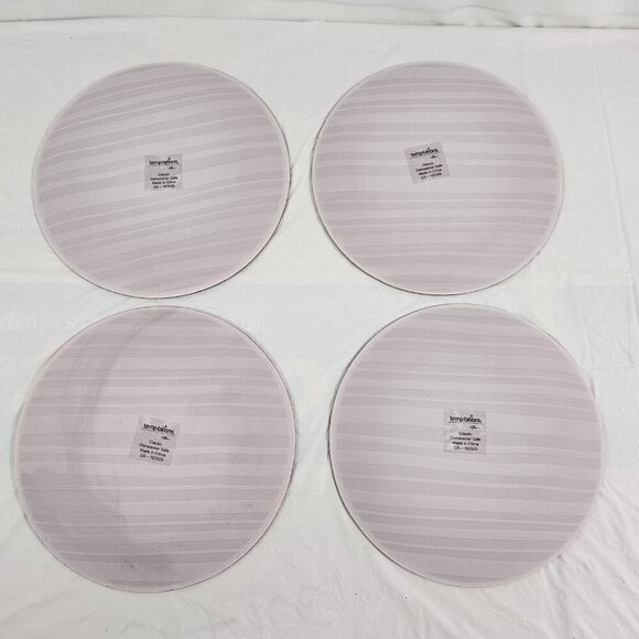 Temp-Tations Classic Red Stripe Glass Salad Luncheon Plates – Set of 4 - Picture 7 of 10